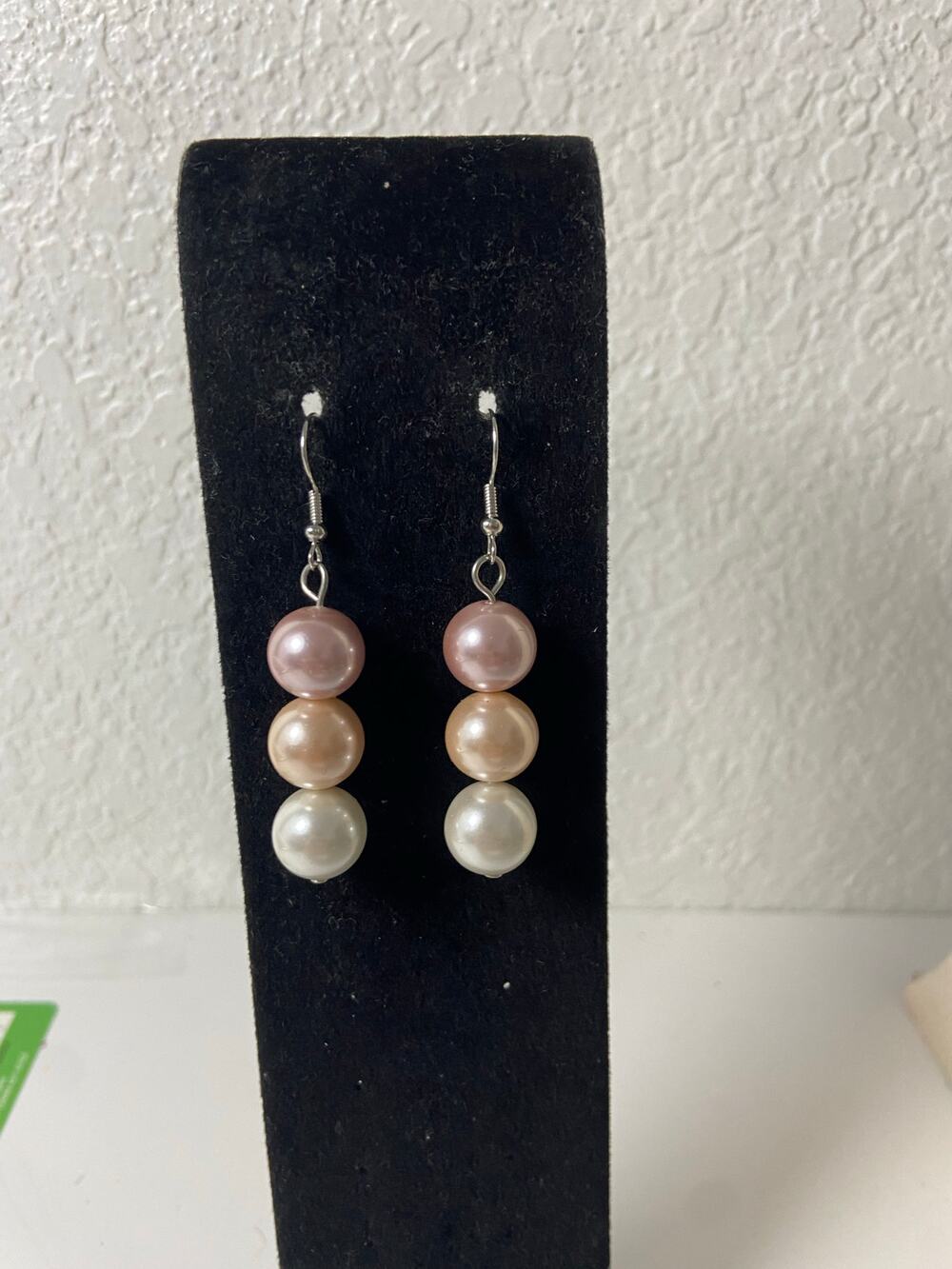 Chunky Mother of Pearl & Faux Pearl Bead Earrings - New